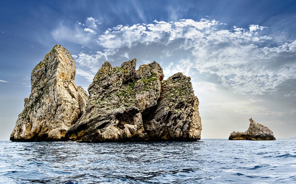 Cornwall coastal landscape near the Lizard Peninsula, where basking sharks arrive in June to feed at the surface